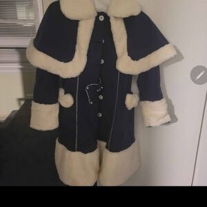 Elegant Navy and Cream Cape Coat vintage